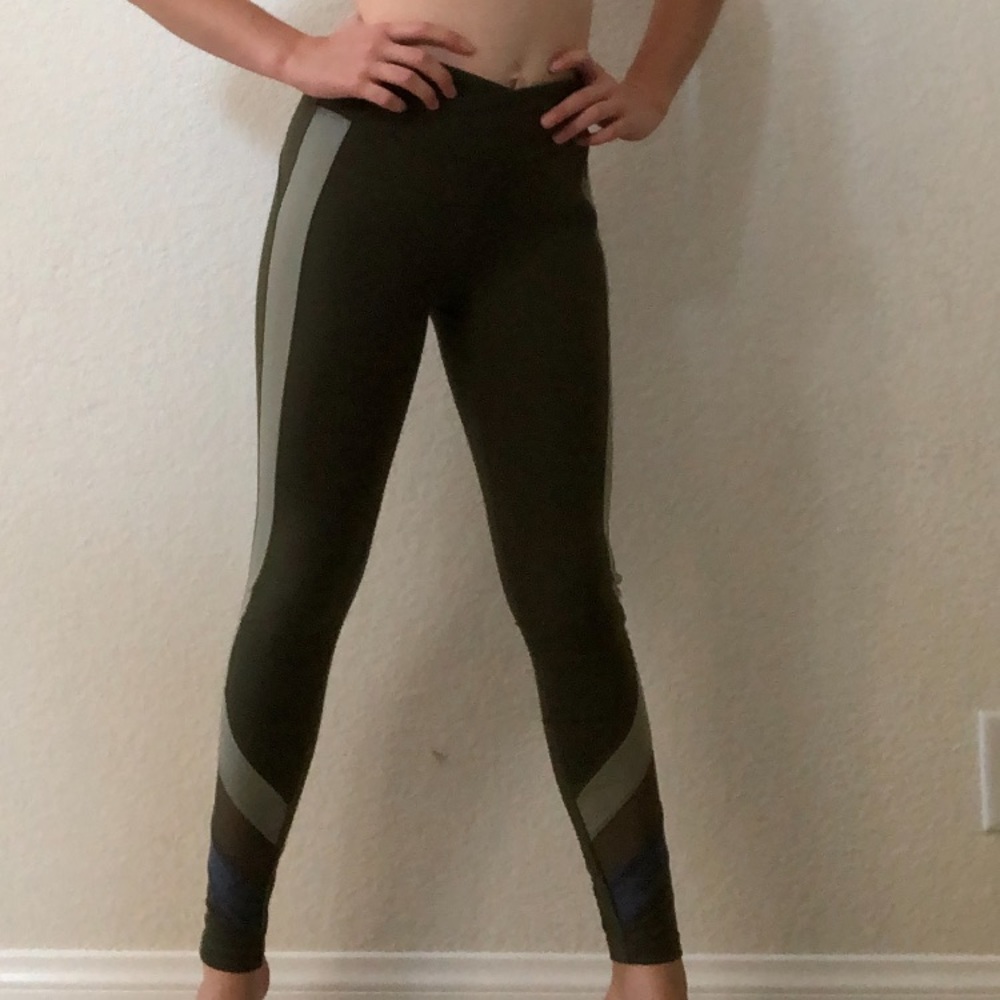 Olive workout pants mesh